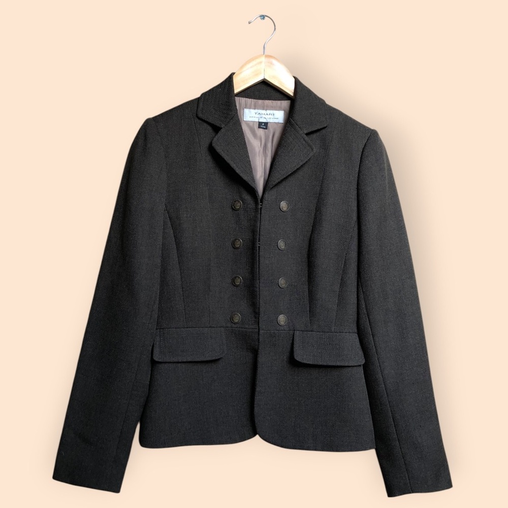 TAHARI Knit Brown Blazer Jacket Business Career Workwear Formal Suit Women’s 2